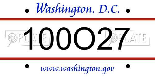 100O27 District Of Columbia License Plate