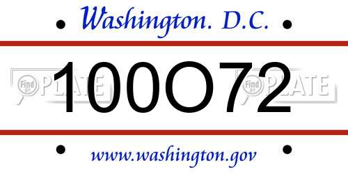 100O72 District Of Columbia License Plate