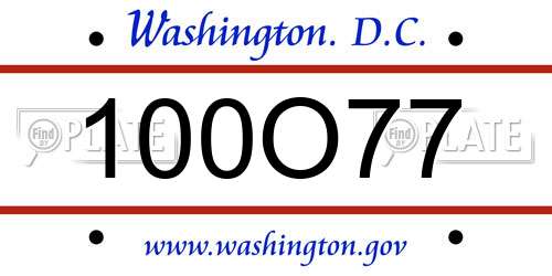 100O77 District Of Columbia License Plate