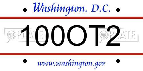 100OT2 District Of Columbia License Plate