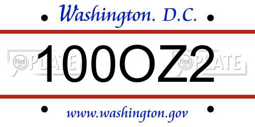 100OZ2 District Of Columbia License Plate