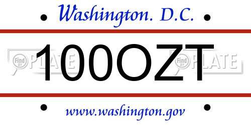 100OZT District Of Columbia License Plate
