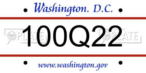 100Q22 District Of Columbia License Plate