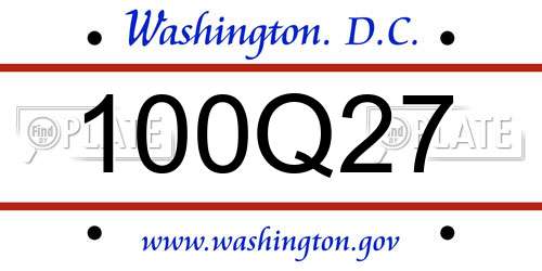 100Q27 District Of Columbia License Plate