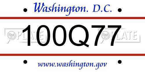 100Q77 District Of Columbia License Plate