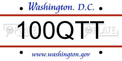 100QTT District Of Columbia License Plate