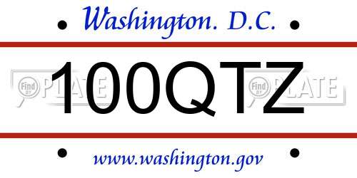 100QTZ District Of Columbia License Plate