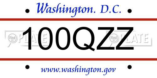 100QZZ District Of Columbia License Plate