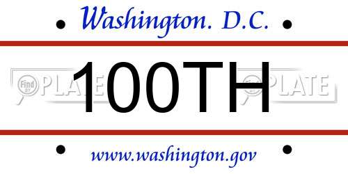 100TH District Of Columbia License Plate