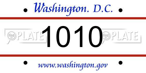 1010 District Of Columbia License Plate