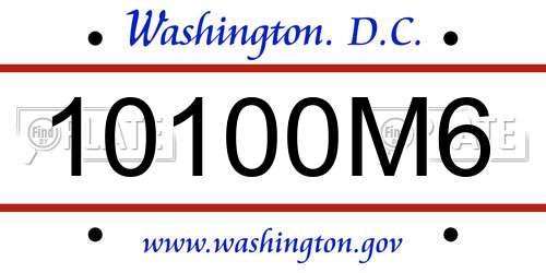 10100M6 District Of Columbia License Plate