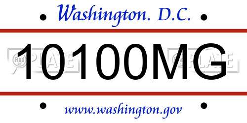 10100MG District Of Columbia License Plate