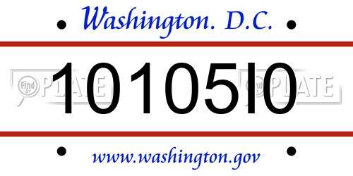 10105I0 District Of Columbia License Plate