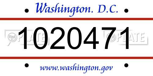 1020471 District Of Columbia License Plate