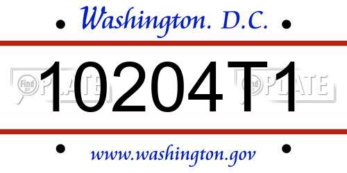 10204T1 District Of Columbia License Plate