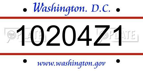 10204Z1 District Of Columbia License Plate