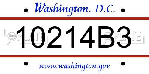 10214B3 District Of Columbia License Plate