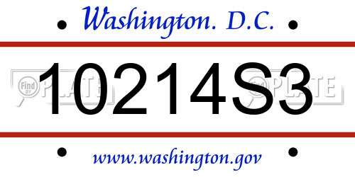 10214S3 District Of Columbia License Plate