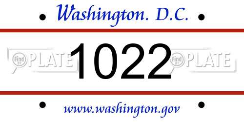 1022 District Of Columbia License Plate