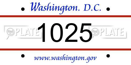 1025 District Of Columbia License Plate