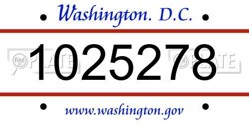 1025278 District Of Columbia License Plate
