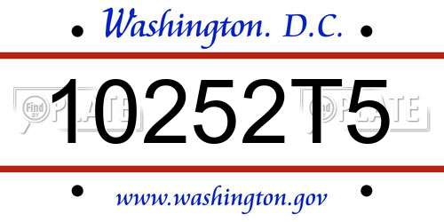 10252T5 District Of Columbia License Plate
