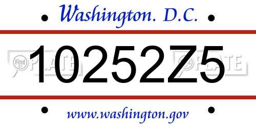 10252Z5 District Of Columbia License Plate