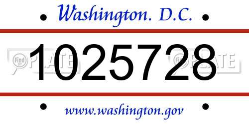 1025728 District Of Columbia License Plate