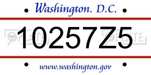 10257Z5 District Of Columbia License Plate