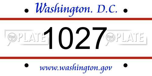 1027 District Of Columbia License Plate