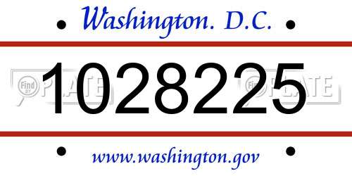 1028225 District Of Columbia License Plate