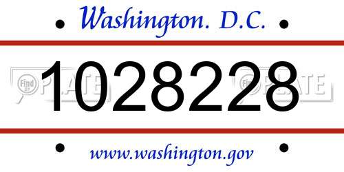 1028228 District Of Columbia License Plate