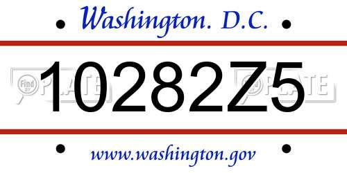 10282Z5 District Of Columbia License Plate