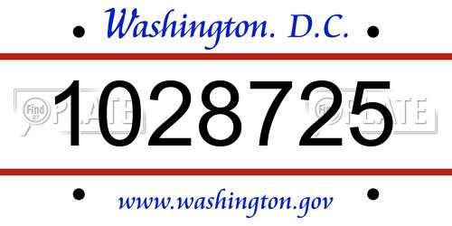 1028725 District Of Columbia License Plate