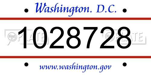 1028728 District Of Columbia License Plate