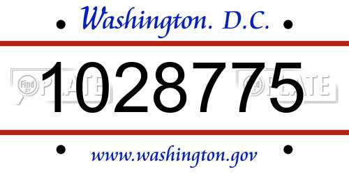 1028775 District Of Columbia License Plate