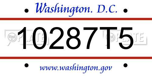 10287T5 District Of Columbia License Plate