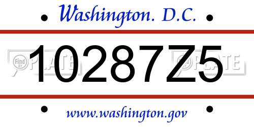 10287Z5 District Of Columbia License Plate