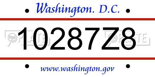 10287Z8 District Of Columbia License Plate