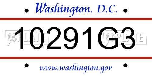10291G3 District Of Columbia License Plate