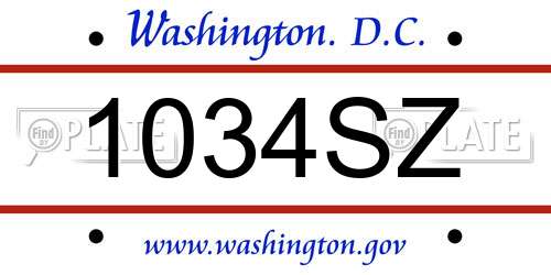 1034SZ District Of Columbia License Plate