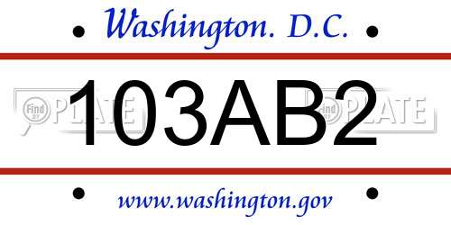 103AB2 District Of Columbia License Plate
