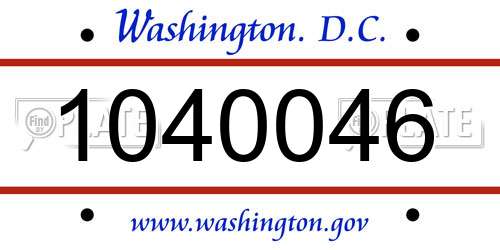 1040046 District Of Columbia License Plate
