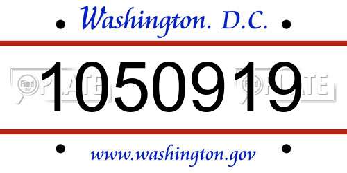 1050919 District Of Columbia License Plate