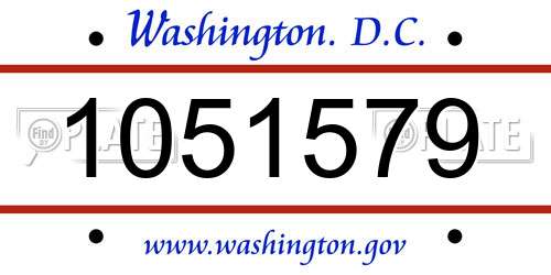 1051579 District Of Columbia License Plate
