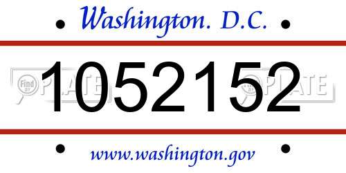 1052152 District Of Columbia License Plate