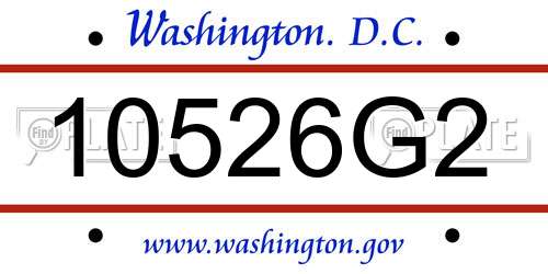 10526G2 District Of Columbia License Plate
