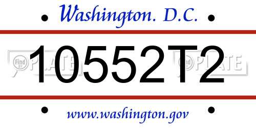10552T2 District Of Columbia License Plate
