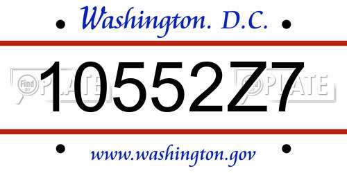 10552Z7 District Of Columbia License Plate