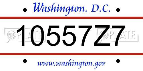 10557Z7 District Of Columbia License Plate